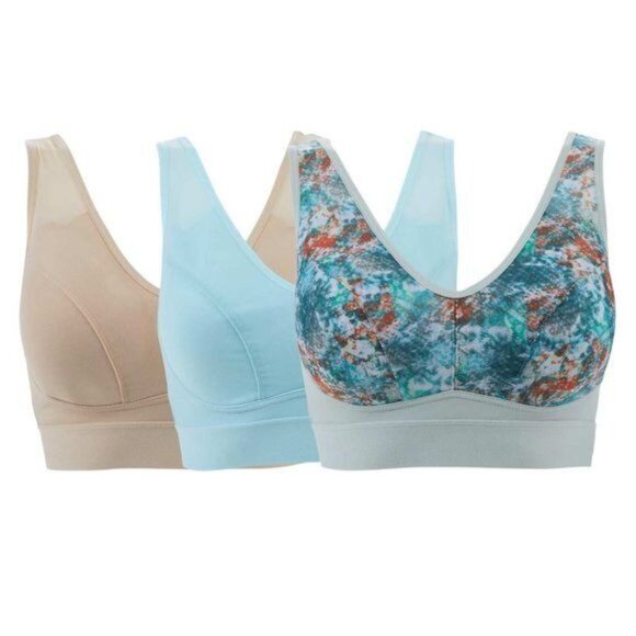 Rhonda Shear 3-pack Mesh Front Leisure Bra LARGE - Picture 1 of 8